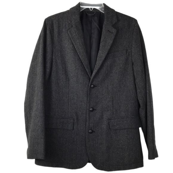 Old Navy Long Blazer Gray Recycled Wool Blend Single Breasted Pockets Size Small - Picture 1 of 12